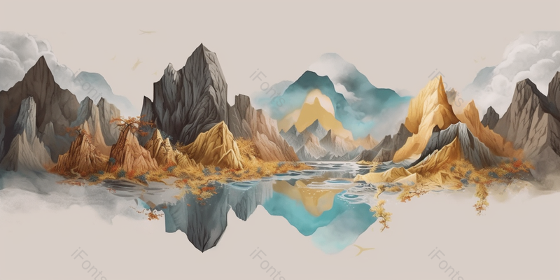 手绘中国风意境水墨山水风景画,插画/手绘图,插画/手绘图库,插画/手绘图下载,插画/手绘